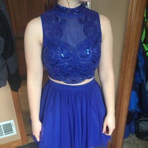 Royal Blue 2 Piece Homecoming Dress